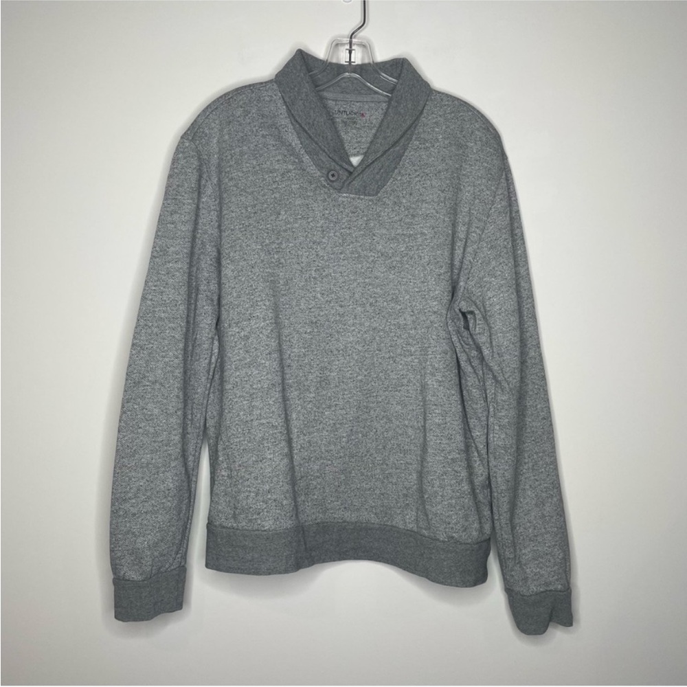 Untuckit Men’s Shawl Collar Sweater Heather Gray Large L
